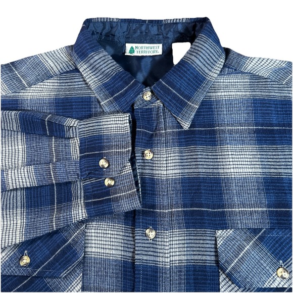 Northwest Territory Other - Vintage Northwest Territory Flannel Men's L Blue Plaid Outdoor Acrylic Shirt
